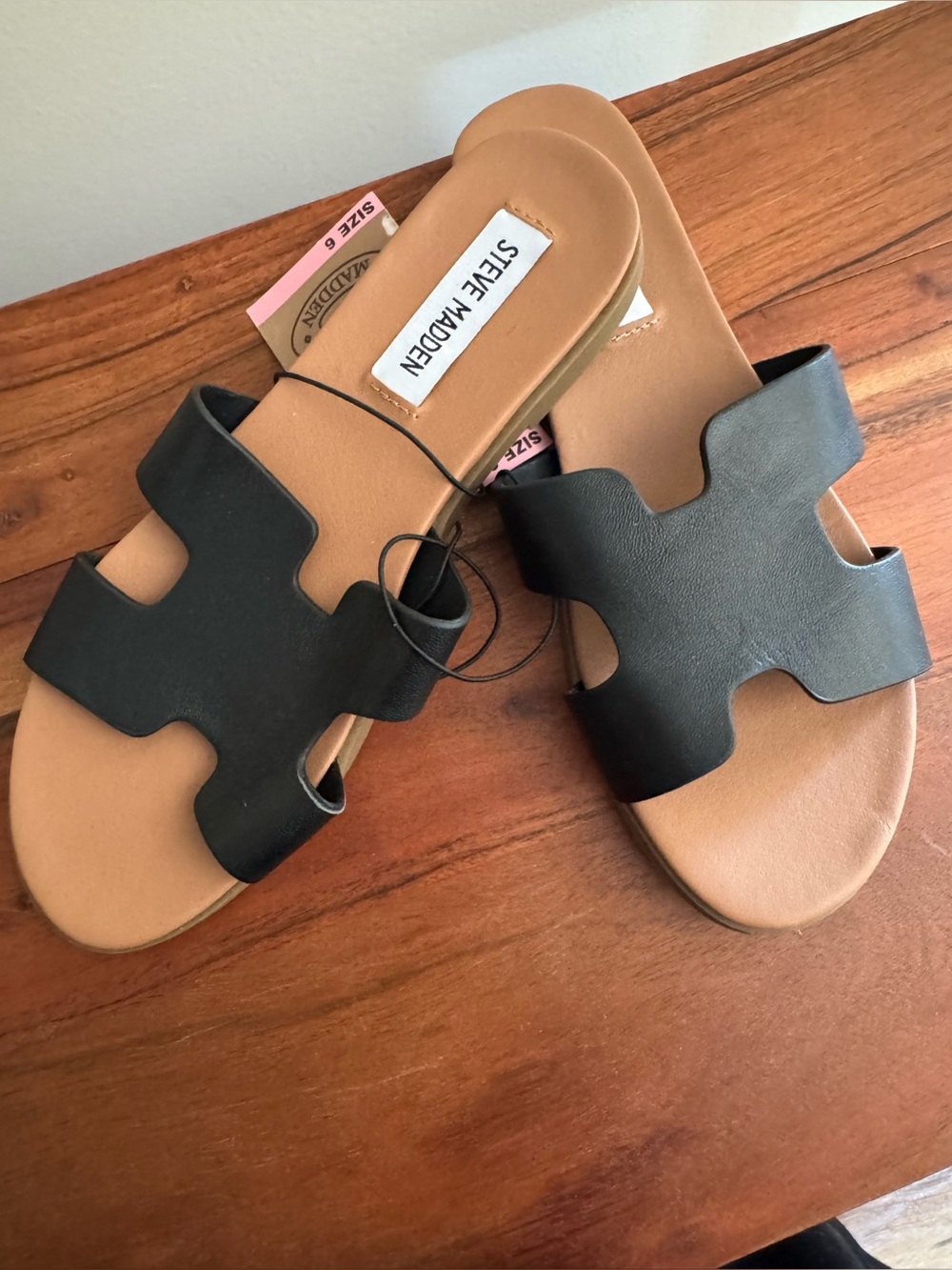 Steve Madden Black Slip On Roceen Sandal